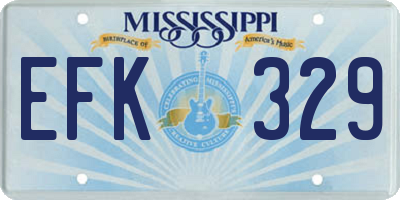 MS license plate EFK329