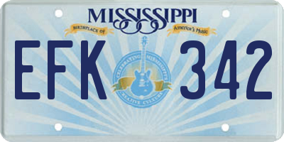 MS license plate EFK342