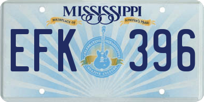 MS license plate EFK396