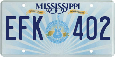 MS license plate EFK402