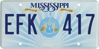MS license plate EFK417