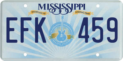 MS license plate EFK459