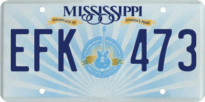 MS license plate EFK473