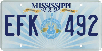 MS license plate EFK492