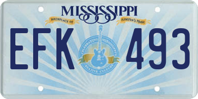 MS license plate EFK493