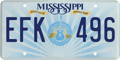 MS license plate EFK496