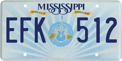 MS license plate EFK512
