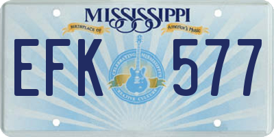 MS license plate EFK577