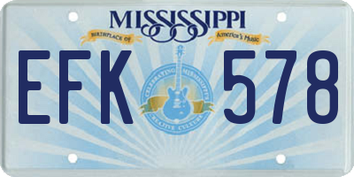 MS license plate EFK578