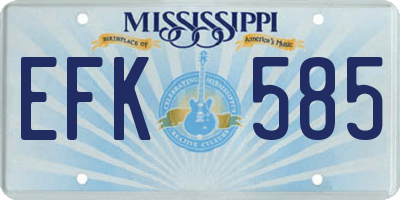 MS license plate EFK585
