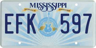 MS license plate EFK597