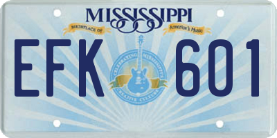 MS license plate EFK601