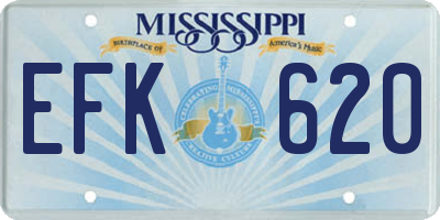MS license plate EFK620