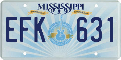 MS license plate EFK631