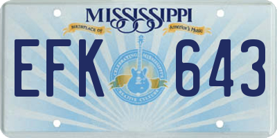 MS license plate EFK643