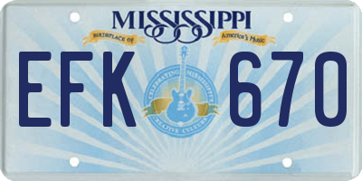 MS license plate EFK670