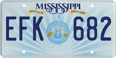 MS license plate EFK682