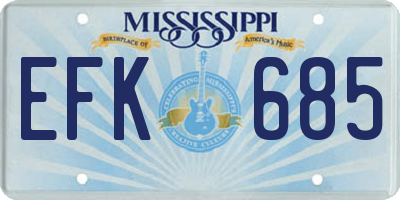 MS license plate EFK685
