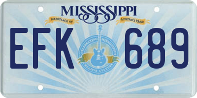 MS license plate EFK689