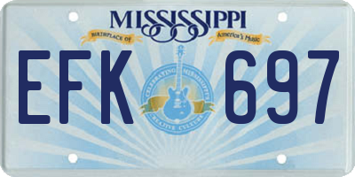 MS license plate EFK697