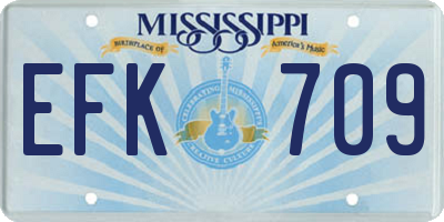 MS license plate EFK709