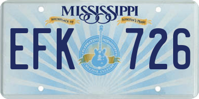 MS license plate EFK726