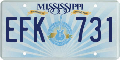 MS license plate EFK731