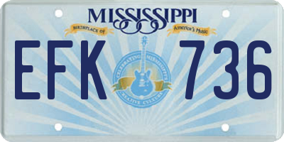 MS license plate EFK736