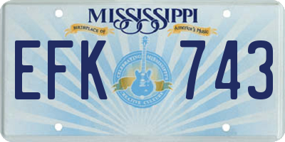 MS license plate EFK743