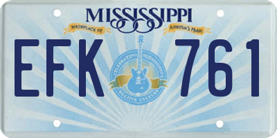 MS license plate EFK761