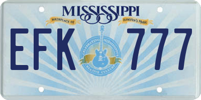 MS license plate EFK777