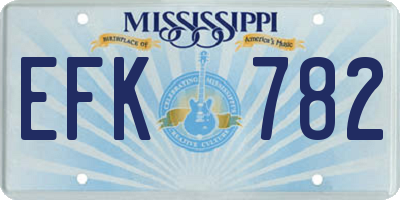 MS license plate EFK782