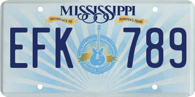 MS license plate EFK789