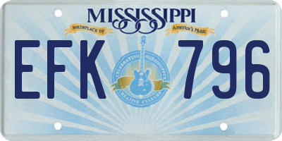 MS license plate EFK796