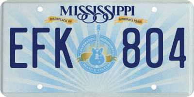 MS license plate EFK804