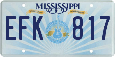 MS license plate EFK817