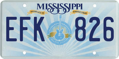 MS license plate EFK826