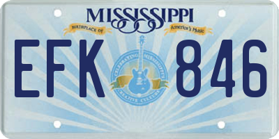 MS license plate EFK846