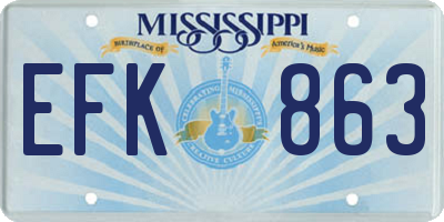 MS license plate EFK863