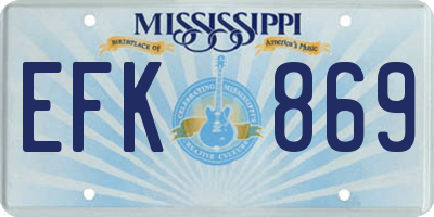 MS license plate EFK869