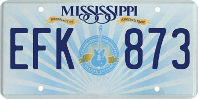 MS license plate EFK873