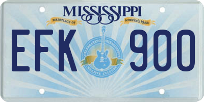 MS license plate EFK900