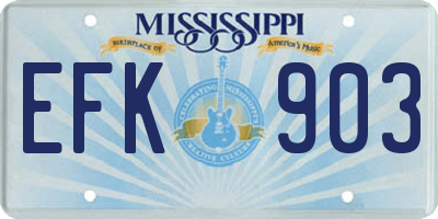 MS license plate EFK903
