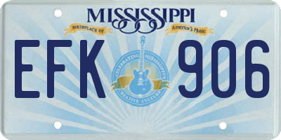 MS license plate EFK906