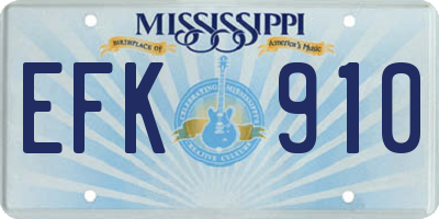 MS license plate EFK910