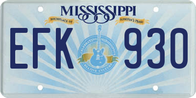 MS license plate EFK930