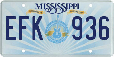 MS license plate EFK936