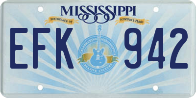 MS license plate EFK942