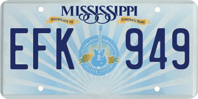 MS license plate EFK949