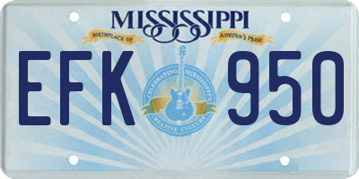 MS license plate EFK950